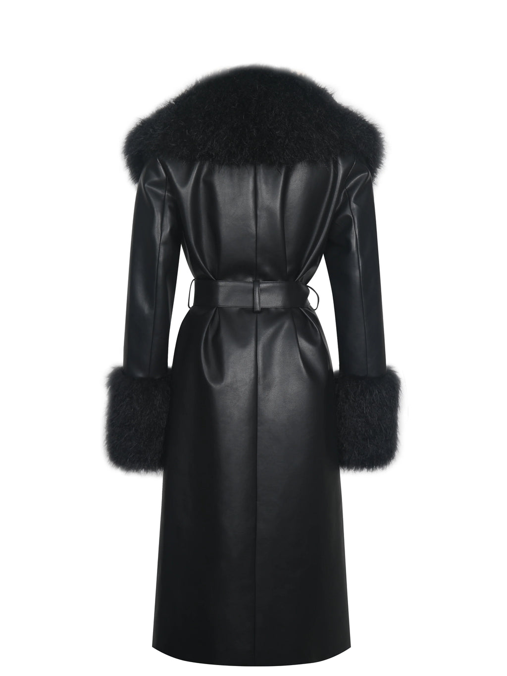 Zariah Black Faux Fur Trimmed Longline Coat