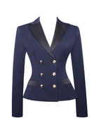 Nasia Navy Blue Double Breast Backless Blazer