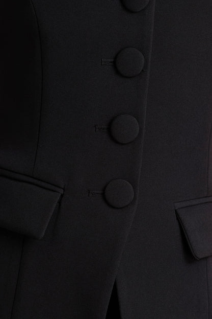 Tecla Black Button Up Tailored Waistcoat