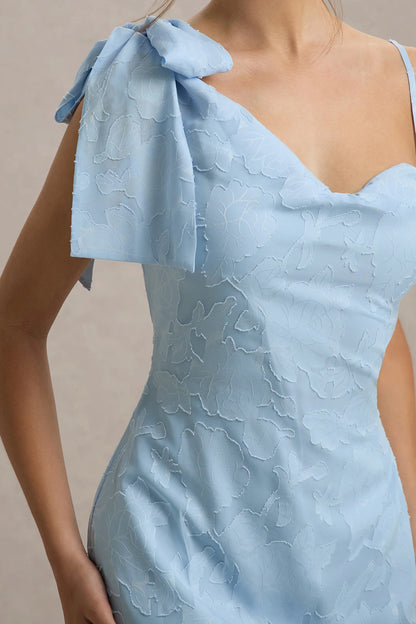 Chyna Light Blue Cowl Neck Maxi Dress With Bow Strap