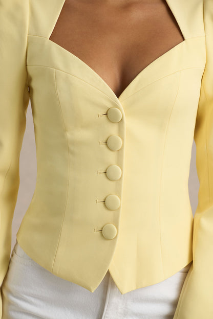 Olympia Lemon Sweetheart Neck Tailored Top