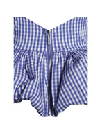 Ilene Blue Gingham Cotton Bubble Hem Halter Top