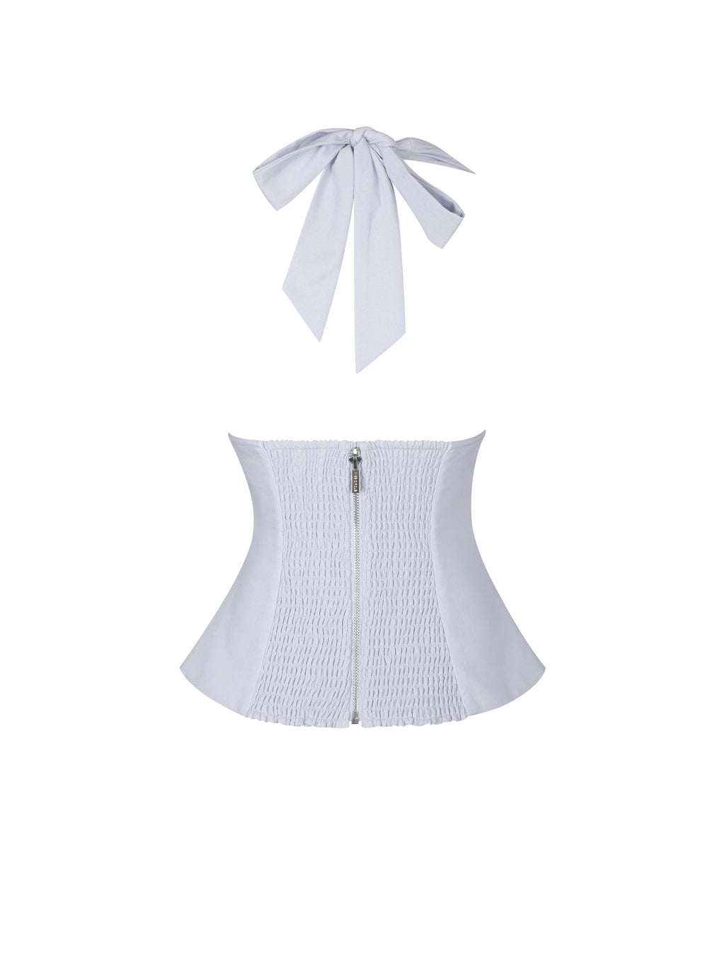 Quinzella Lavender Linen Plunging Halter Neck Top