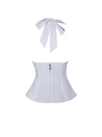 Quinzella Lavender Linen Plunging Halter Neck Top