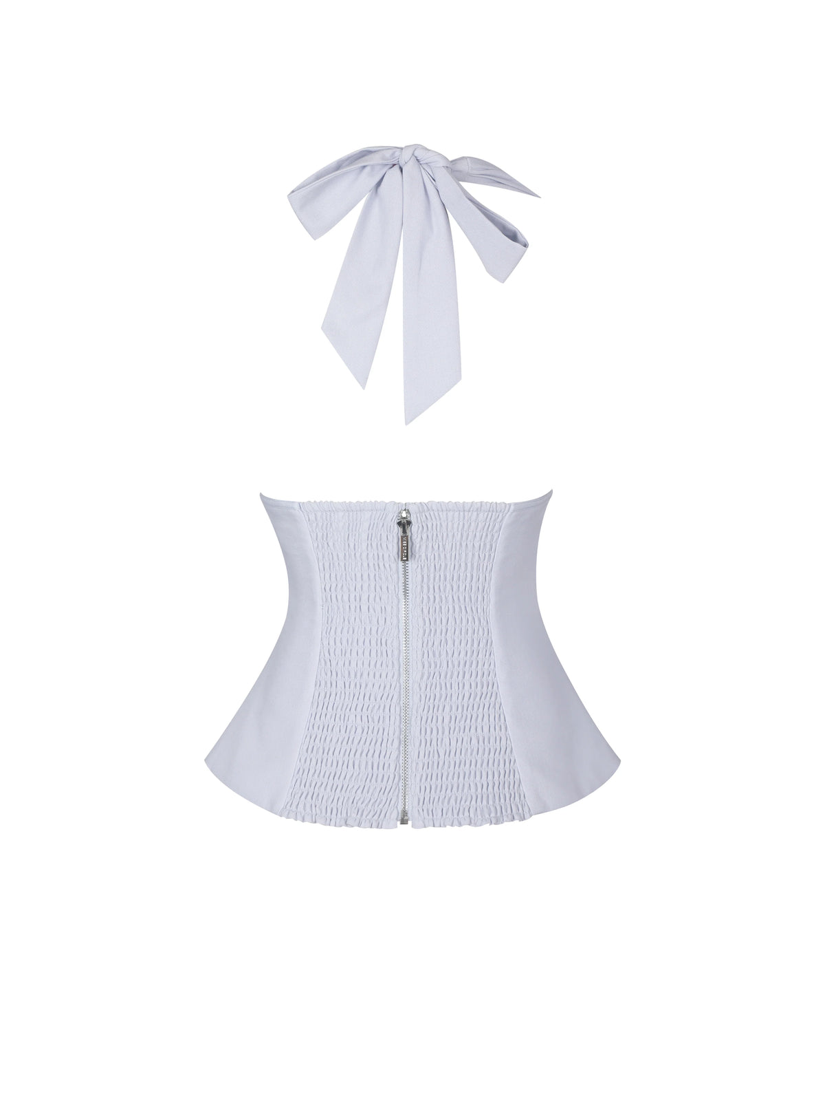 Quinzella Lavender Linen Plunging Halter Neck Top