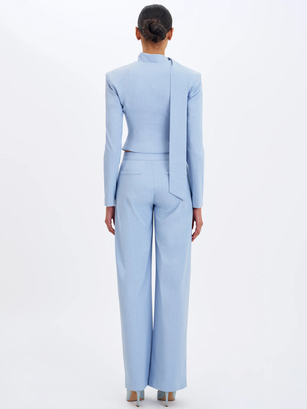 Reva Sky Blue Pinstripe Single Pleat Pants