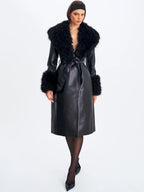 Zariah Black Faux Fur Trimmed Longline Coat
