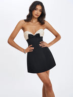 Florrie Black and White Polka Dot Sweetheart Mini Dress