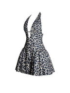 Mackenzie Cheetah Print Halter Linen Mini Dress