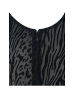 Ibera Black Animal Print Burnout Velvet Long Sleeve Bodysuit