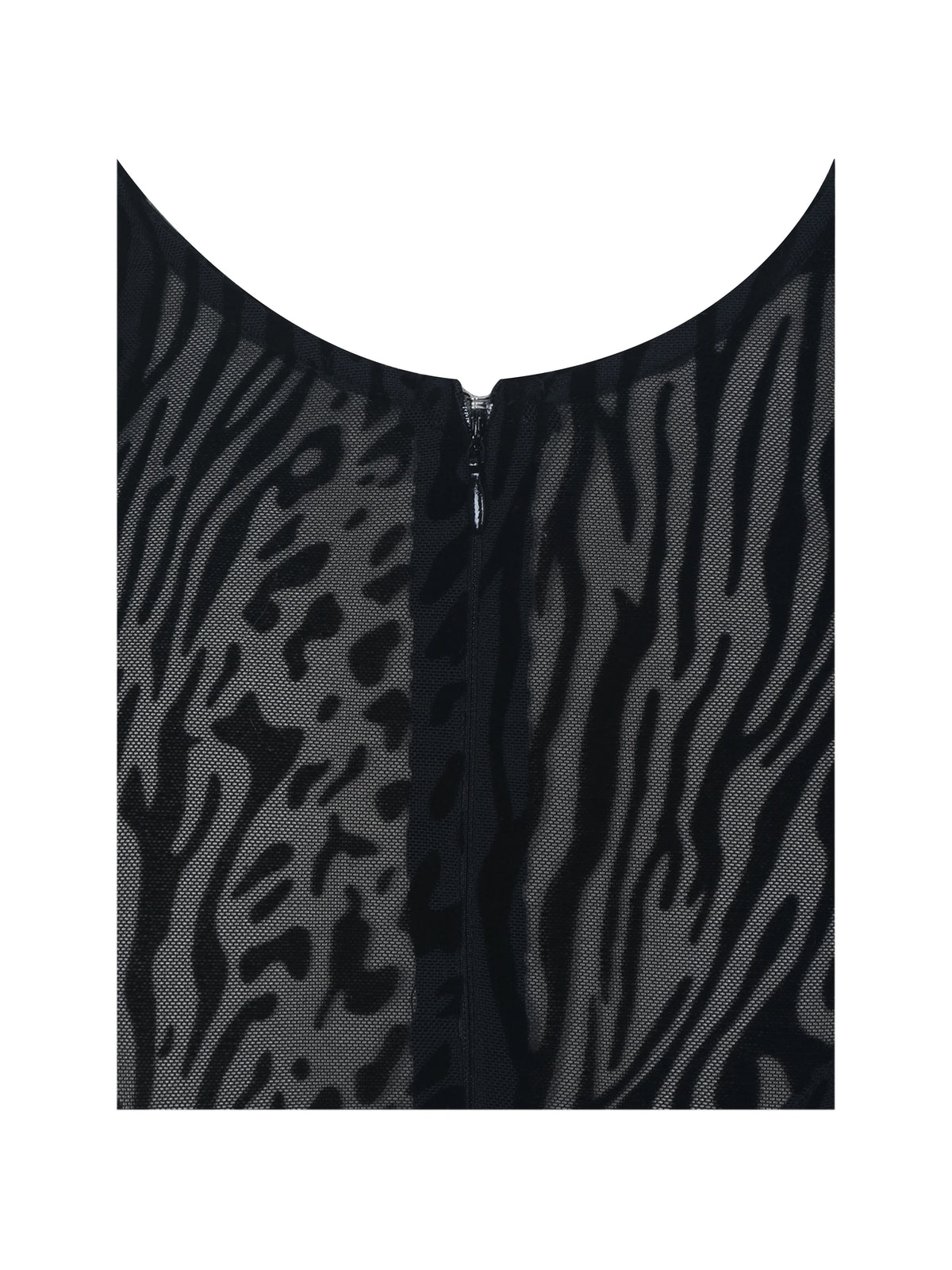 Ibera Black Animal Print Burnout Velvet Long Sleeve Bodysuit