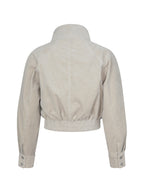 Romilly Beige Cotton Corduroy Funnel Collar Jacket