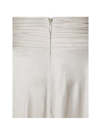 Galina Ivory Satin Asymmetrical Midi Skirt
