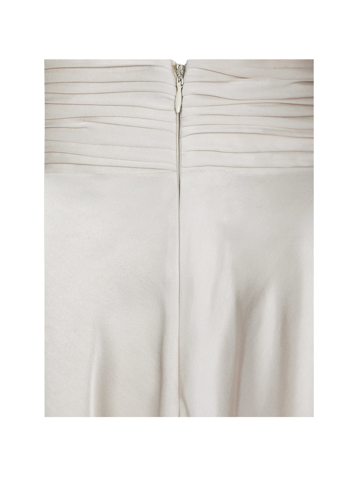 Galina Ivory Satin Asymmetrical Midi Skirt