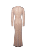 Rita Embroidered Mesh Silver Beaded Mermaid Gown