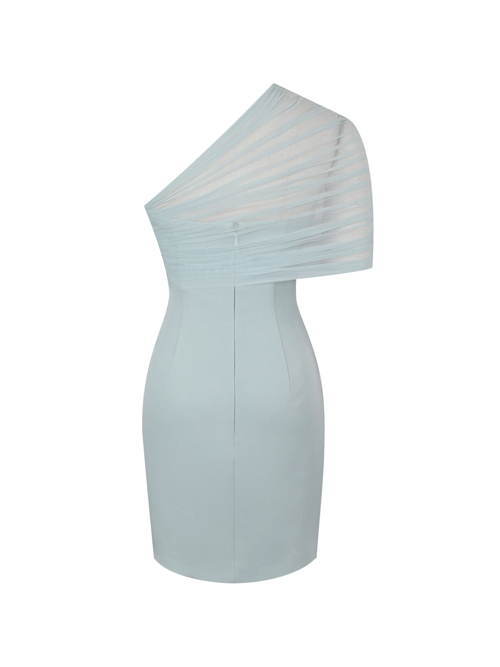 Phoebe Mint One Shoulder Ruched Mesh Mini Dress