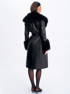 Zariah Black Faux Fur Trimmed Longline Coat