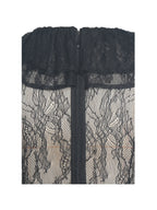 Taliah Black Sheer Lace Ruffled Collar Bodysuit
