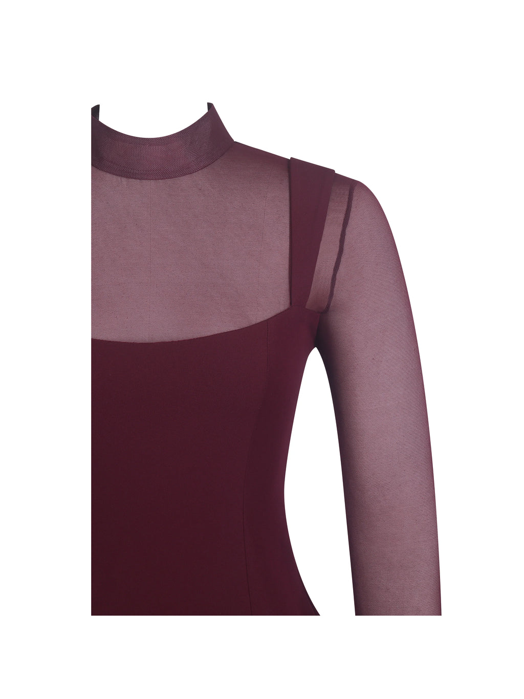 Natasha Burgundy Faux Two Piece Turtleneck Mini Dress