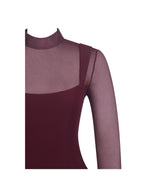 Natasha Burgundy Faux Two Piece Turtleneck Mini Dress