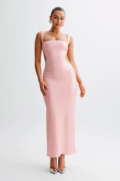 Adoria Sequin Cut Out Maxi Dress Pale Pink