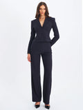 Quinnie Navy Striped High Waisted Straight Leg Pants
