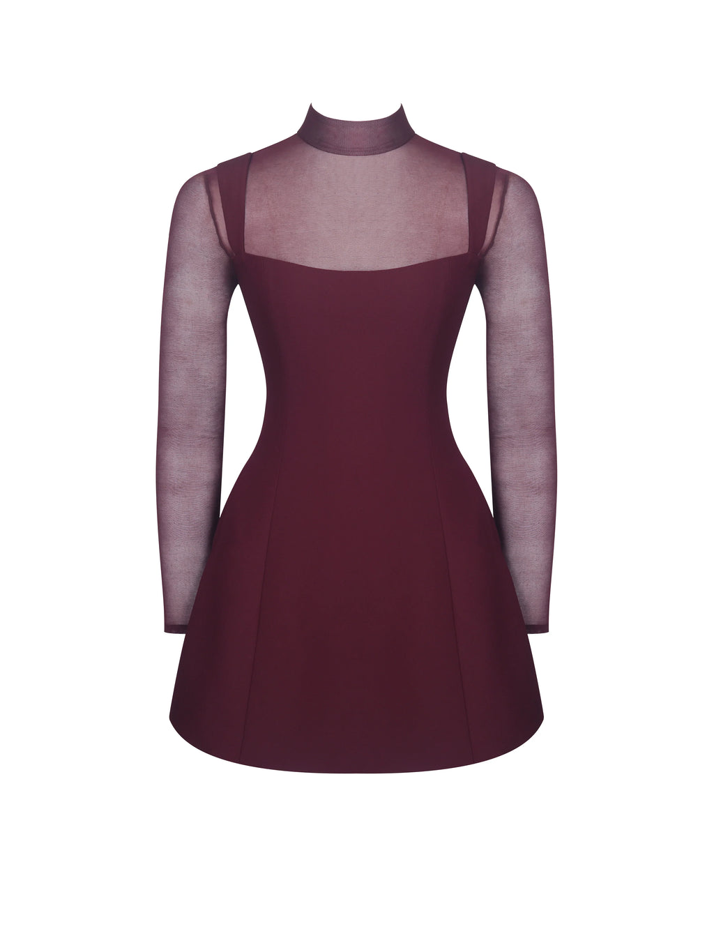 Natasha Burgundy Faux Two Piece Turtleneck Mini Dress