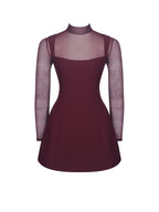 Natasha Burgundy Faux Two Piece Turtleneck Mini Dress