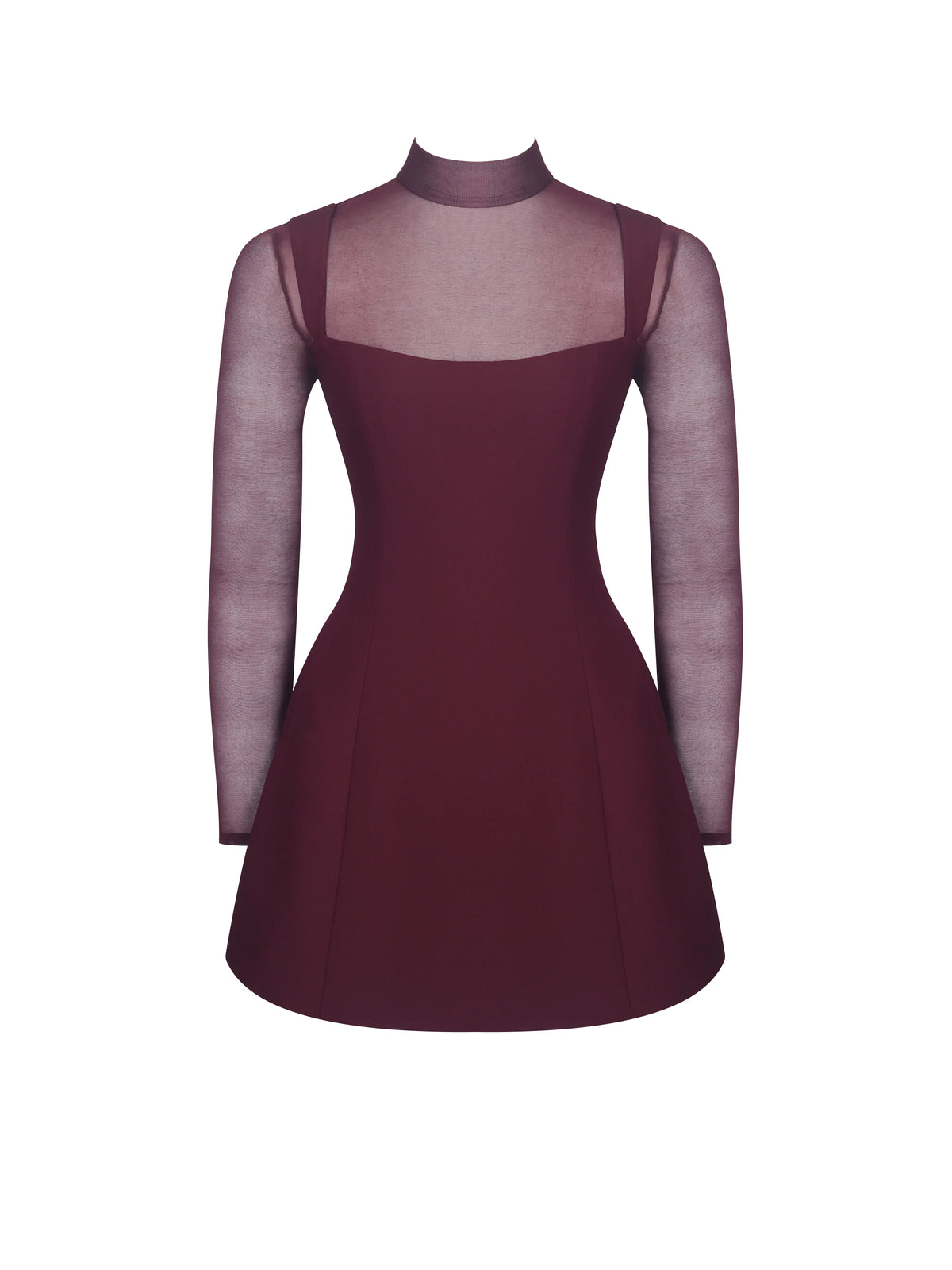 Natasha Burgundy Faux Two Piece Turtleneck Mini Dress