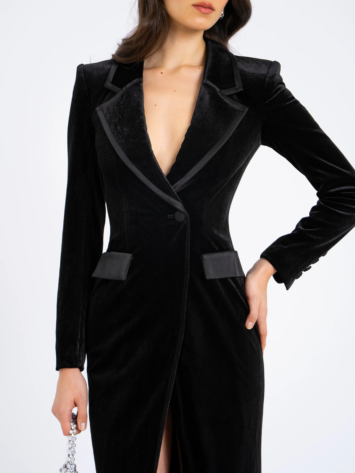 Willow Velvet High Slit Blazer Gown Archive Sale