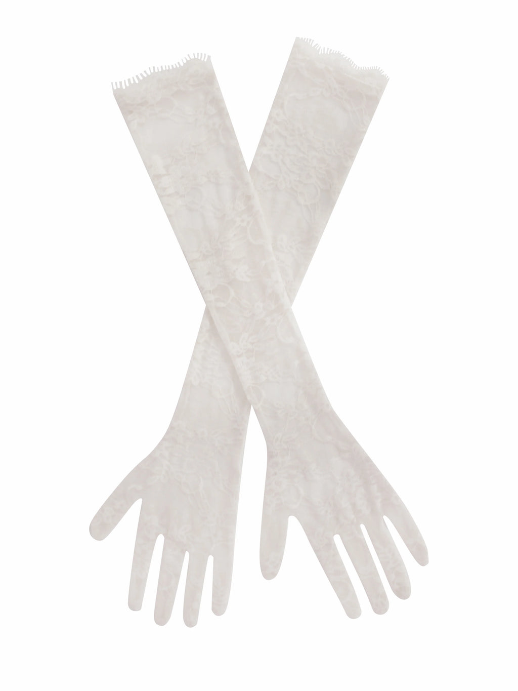 Rae White Lace Opera length Gloves