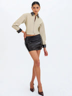 Vivian Mocha Faux Leather Low Rise Mini Skirt