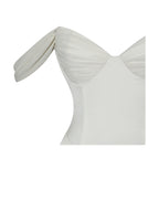Jessalyn Ivory Sweetheart Peplum Mermaid Wedding Dress with Chiffon Scarf