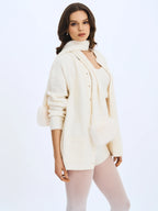 Sera White Wool Blend Ribbed Knit Mini Shorts