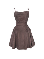 Raisa Mahogany Vegan Suede Ruched Mini Dress