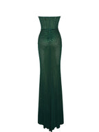 Fatima Green Crystal Sleeveless Corset Mermaid Maxi Dress