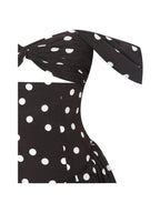Xandie Mocha Polka Dot Off Shoulder Midi Dress
