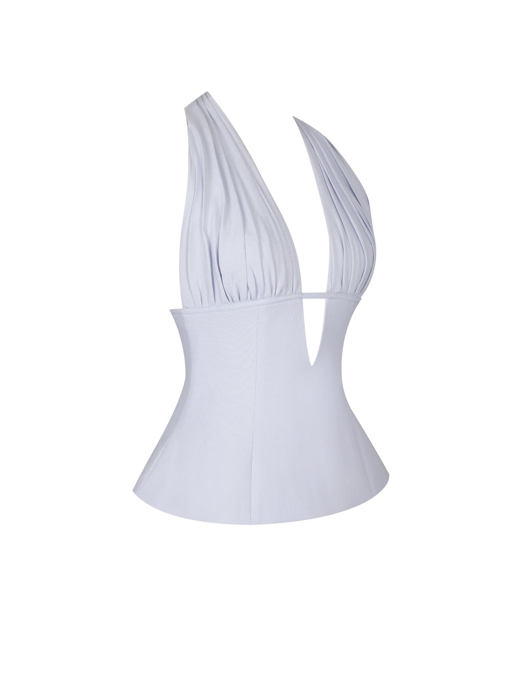 Quinzella Lavender Linen Plunging Halter Neck Top