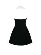 Ignacia Office Casual Black and White Halter Mini A line Dress