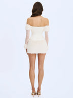 Narla Ivory Low Waisted Fur Mini Skirt