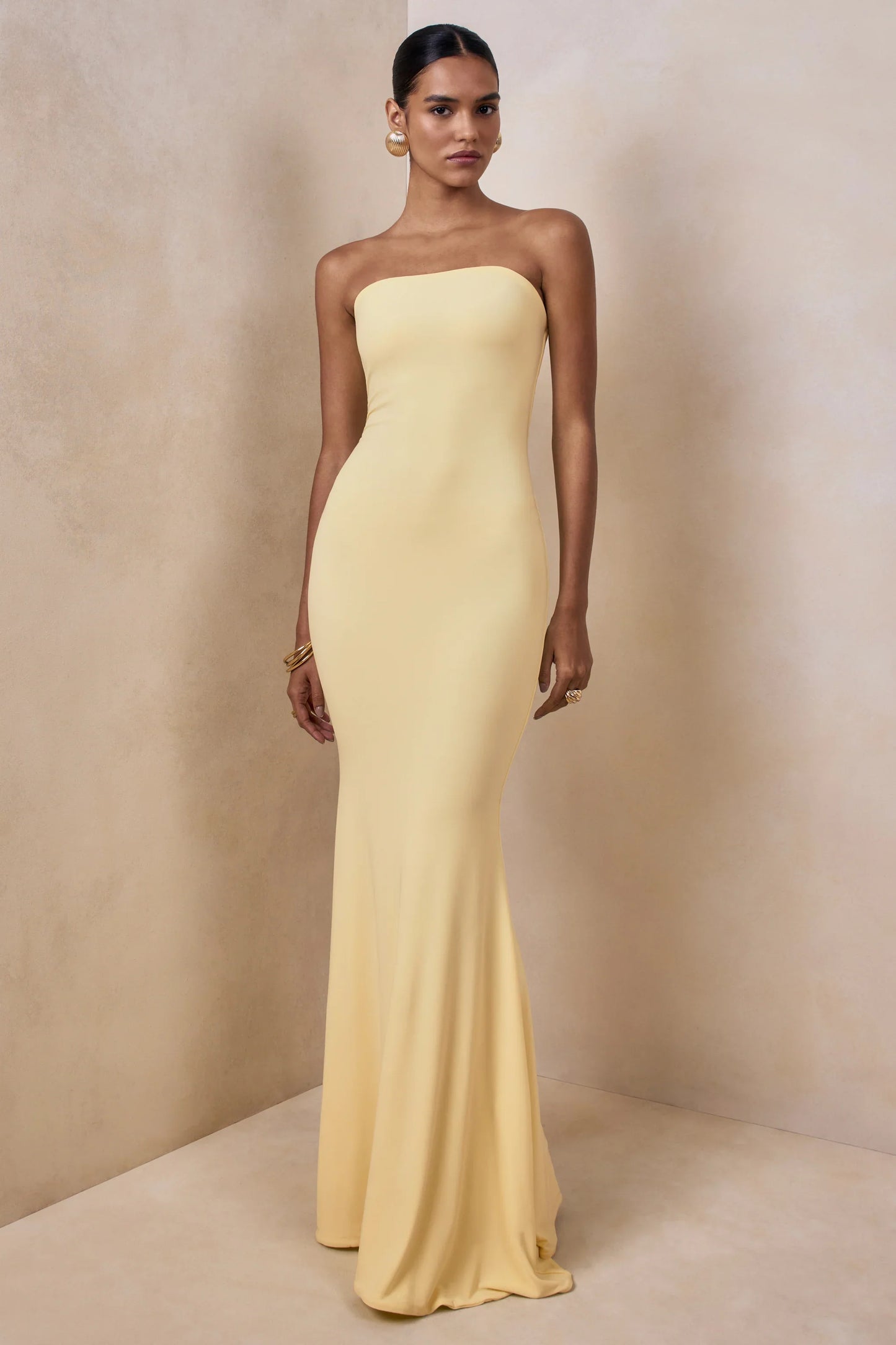 Ceremony Lemon Bandeau Maxi Dress