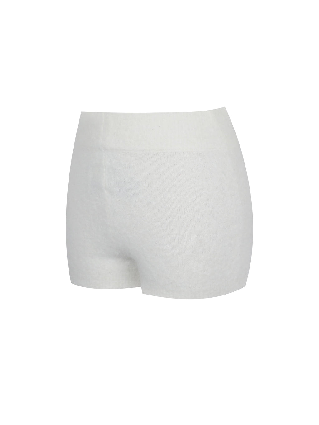 Sera White Wool Blend Ribbed Knit Mini Shorts