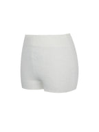 Sera White Wool Blend Ribbed Knit Mini Shorts