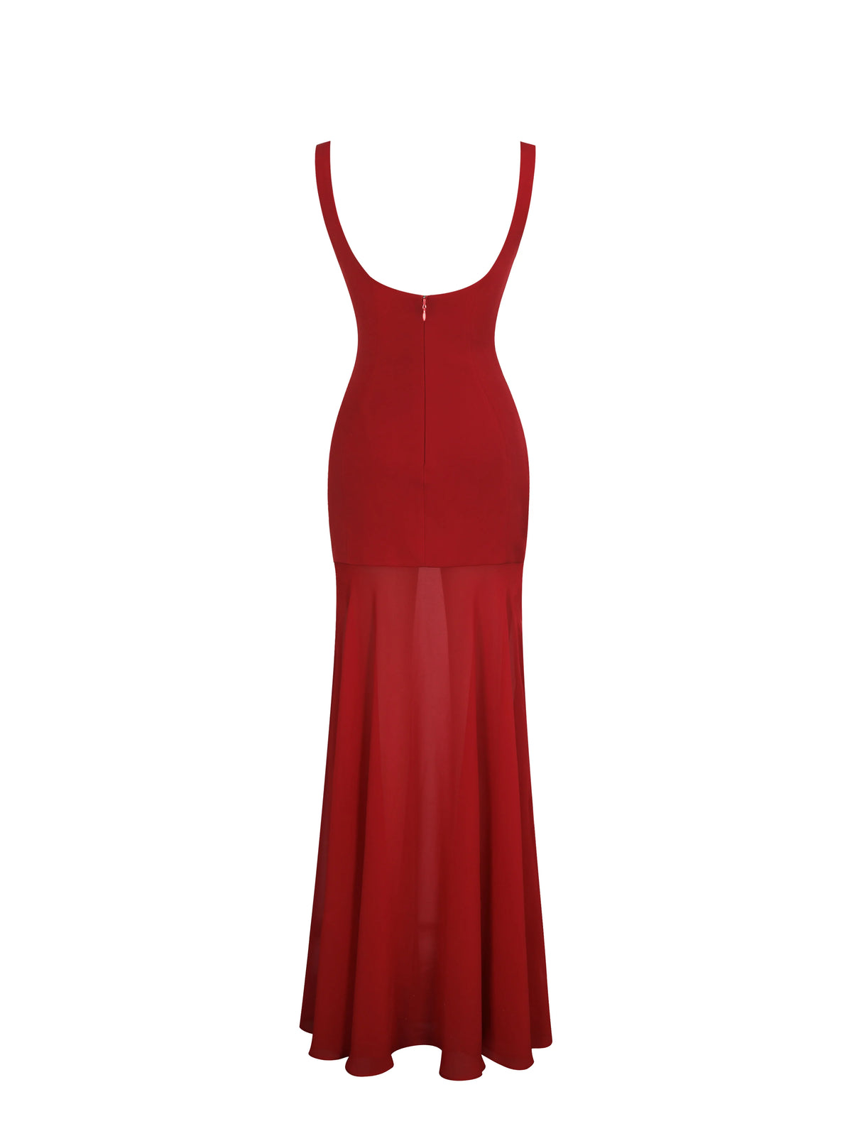 Verona Crimson Scoop Neck Flared Maxi Dress