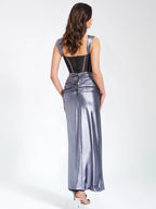 Odessa Silver Metallic Corset Maxi Dress Archive Sale