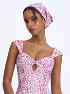 Jocie Mauve Cheetah Print Linen Head Scarf