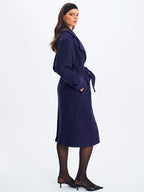 Jaelyn Midnight Blue Wool Blend Double Breasted Belted Coat