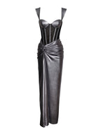Odessa Silver Metallic Corset Maxi Dress Archive Sale