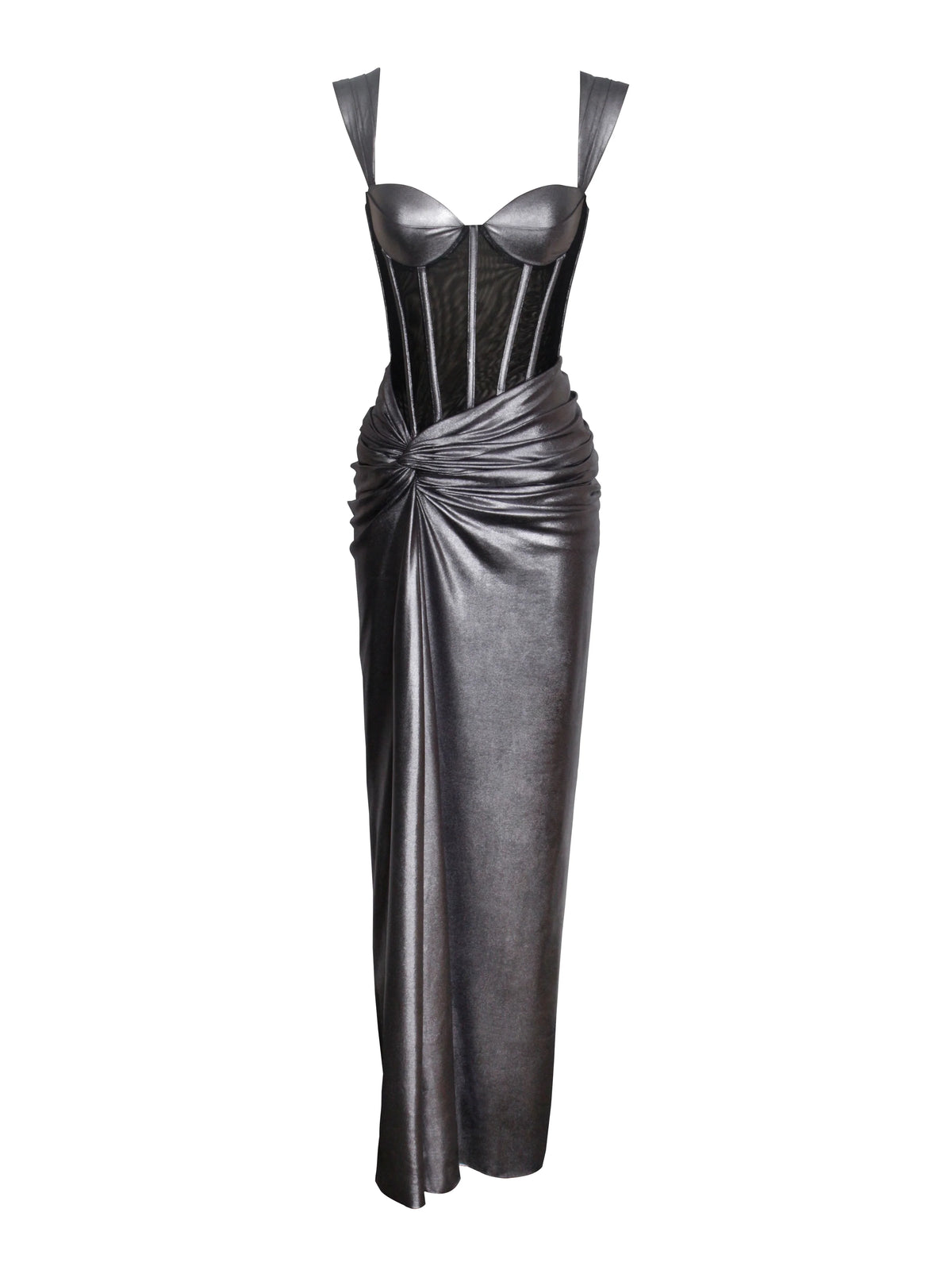 Odessa Silver Metallic Corset Maxi Dress Archive Sale