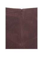 Faryn Mahogany Vegan Suede Pleated A Line Mini Skirt